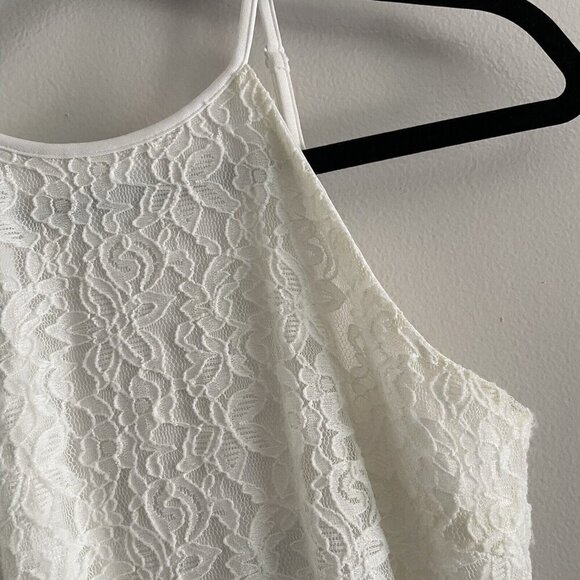 Lulus Women S Ivory Floral Lace Sleeveless High Neck Open Back Mini Dress - Picture 4 of 10